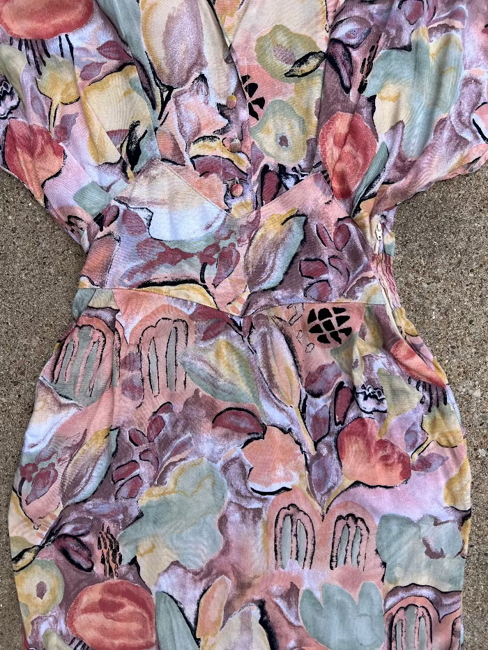 St. Michael Watercolor Floral Dress 1980s