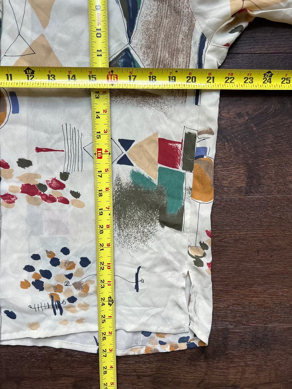 90s muted earth tone geometric button up