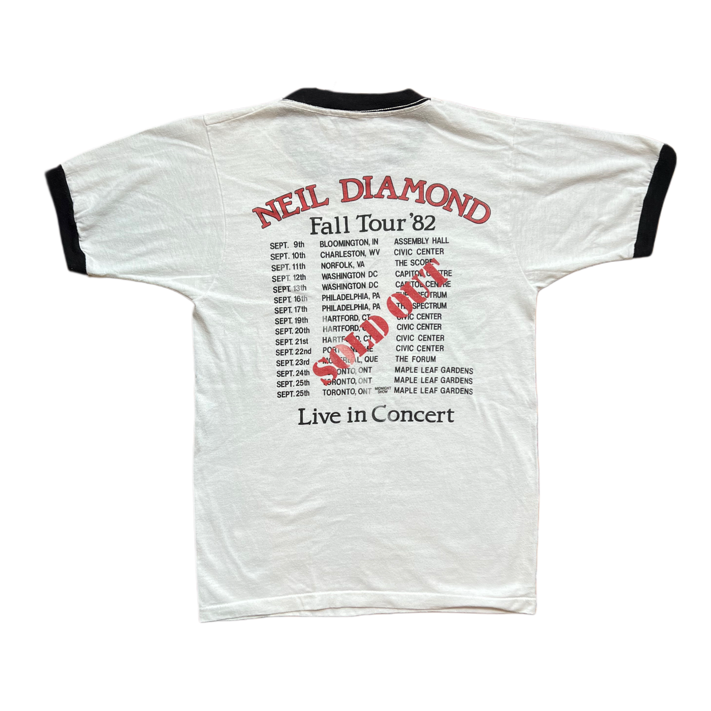 1982 Neil Diamond World Tour Ringer Tee
