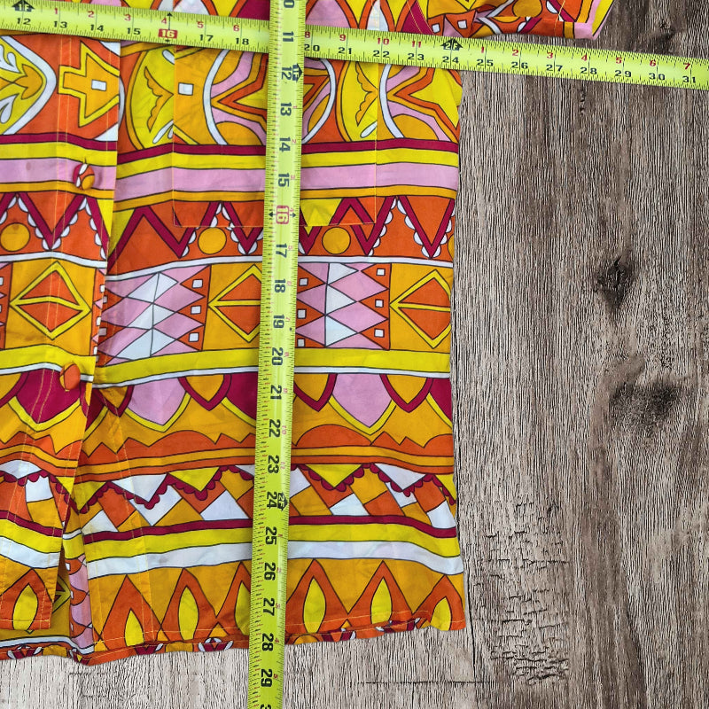 Restless 100% Silk Shirt Bold Geometric Print 90s