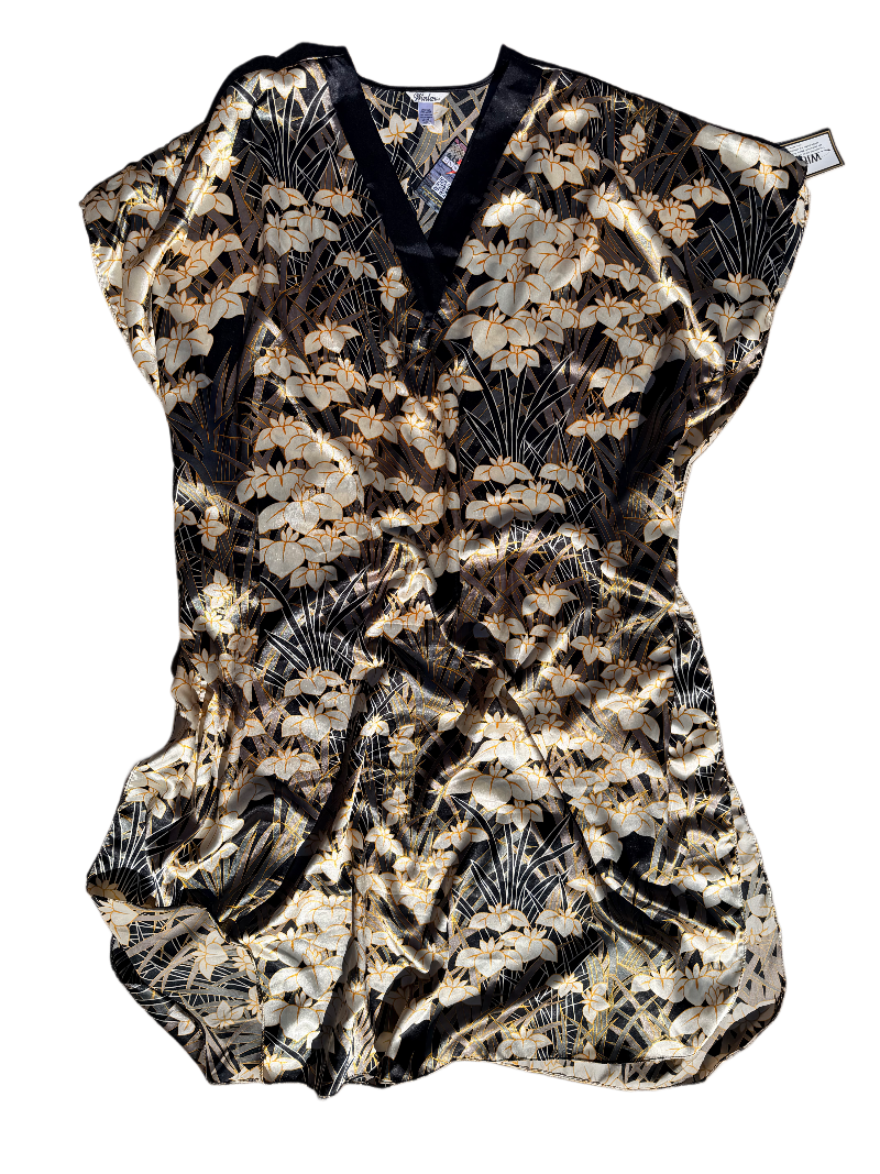 Winlar Gold Floral Satin Caftan —NWT, 90s/00s