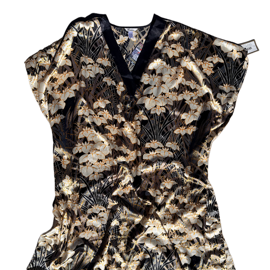 Winlar Gold Floral Satin Caftan —NWT, 90s/00s