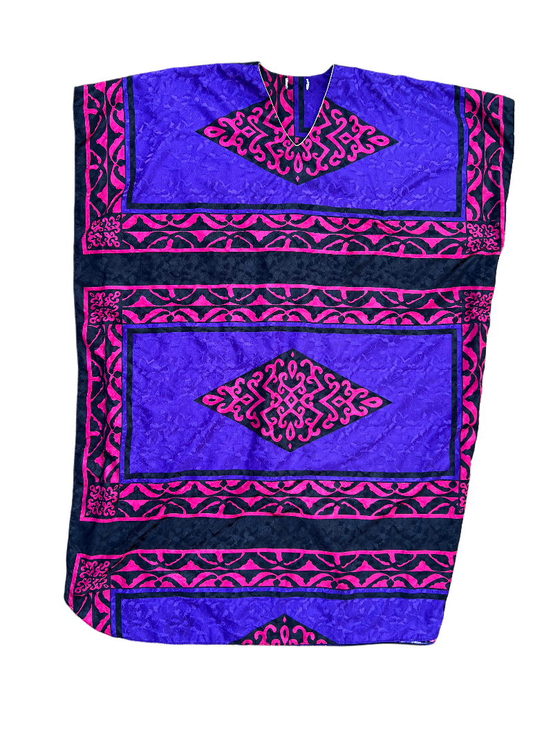 Violet & Red Geometric Winslar Kaftan 80s