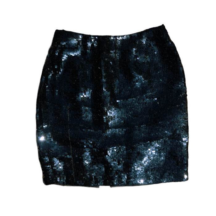 Black Tie Sequin Silk Skirt  Late 90s/Y2K