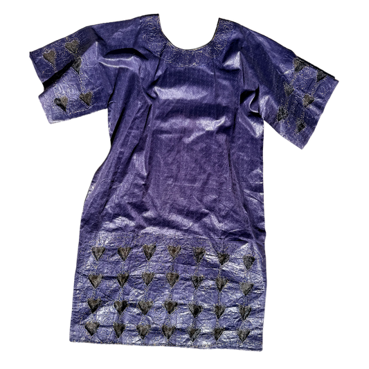 Embroidered Artisan Indigo Heart Kaftan 80s