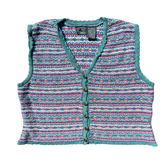 Early 90s Multicolor Cropped Knit Vest