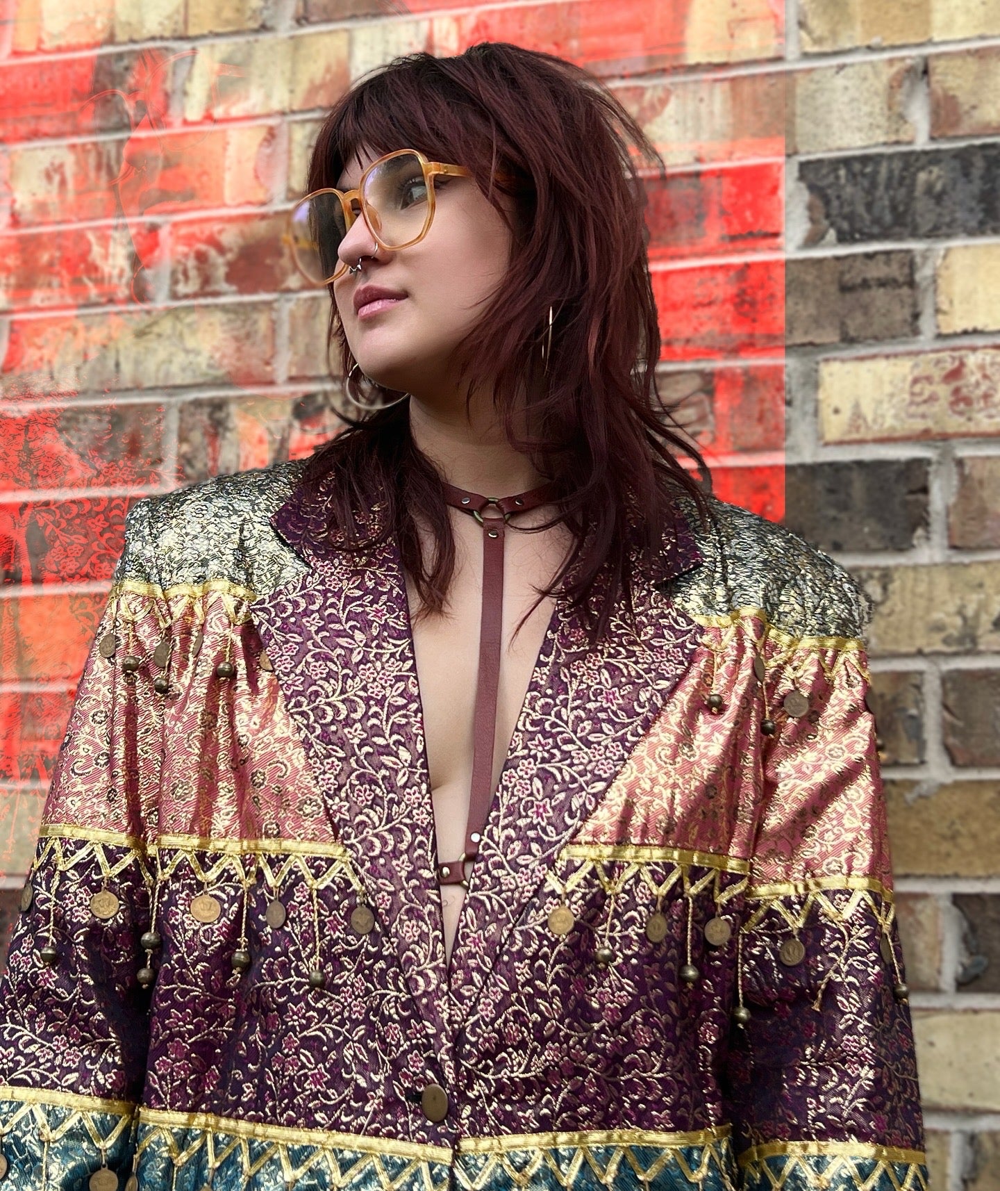 1990s Sandy Starkman Metallic Brocade Coin Set (2 Piece)