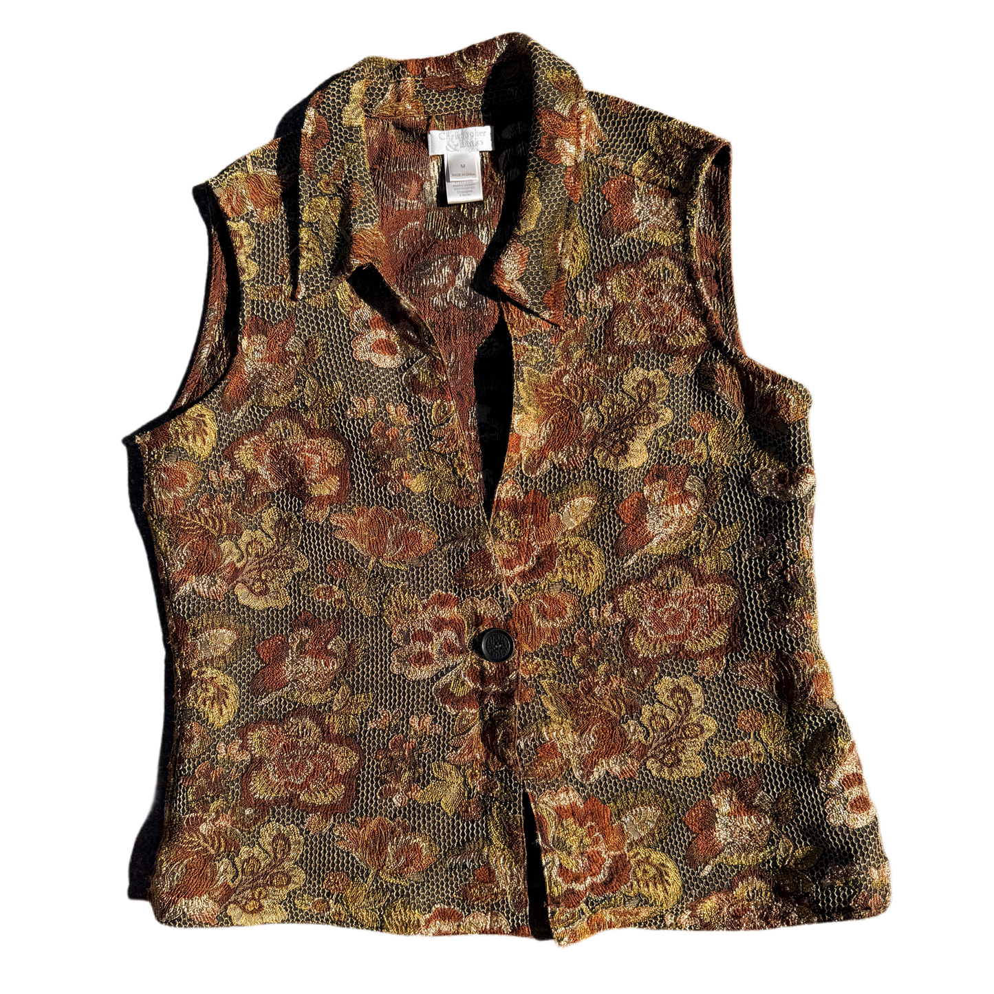 Christopher & Banks Jacquard Floral Vest Y2K