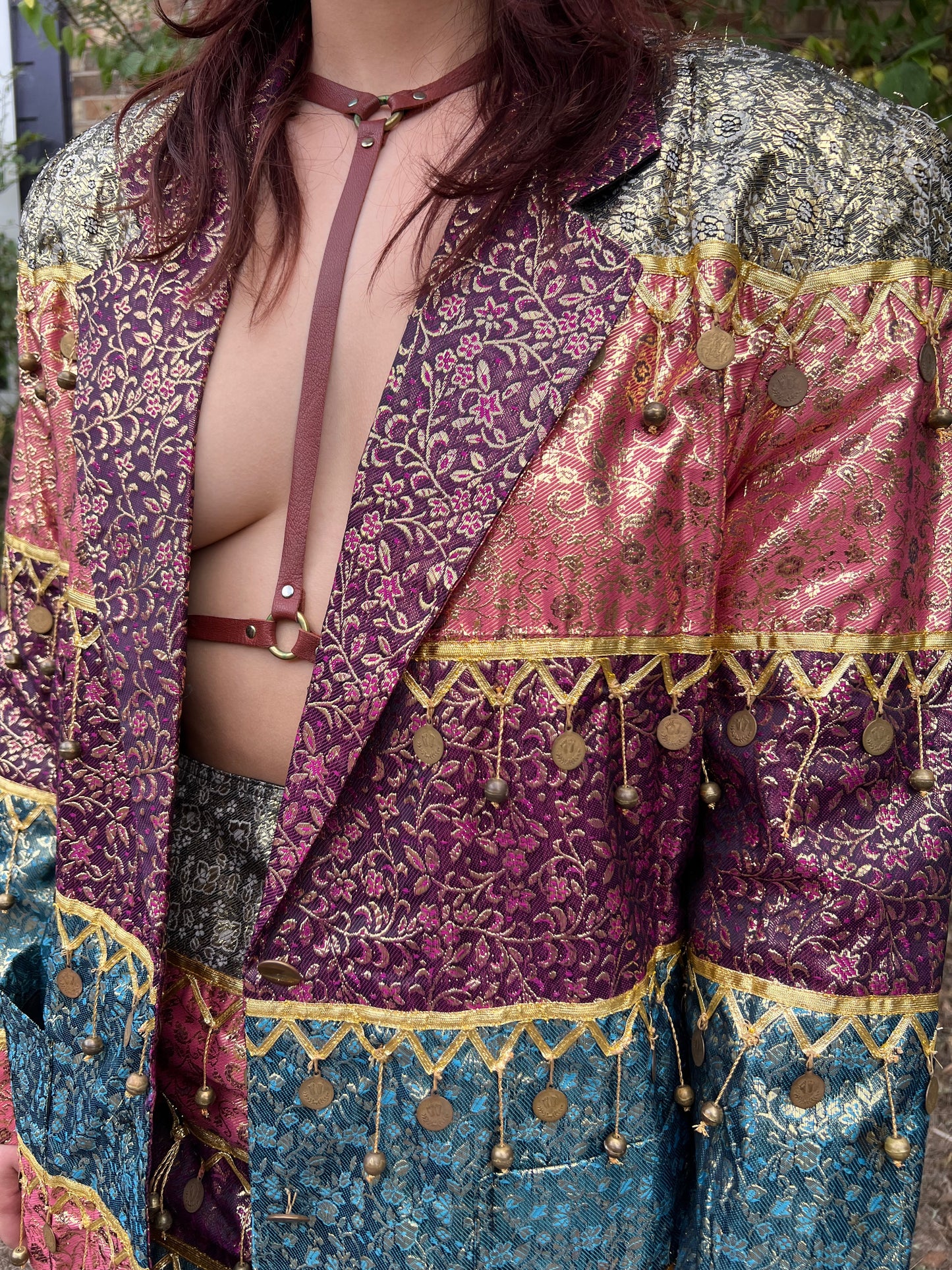 1990s Sandy Starkman Metallic Brocade Coin Set (2 Piece)