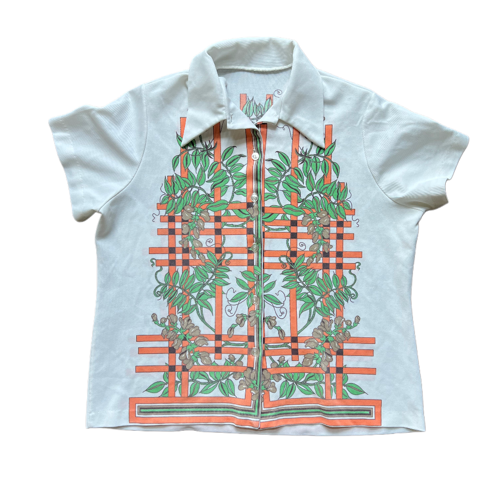 70s mod Poly Knit Top with Dagger Collar