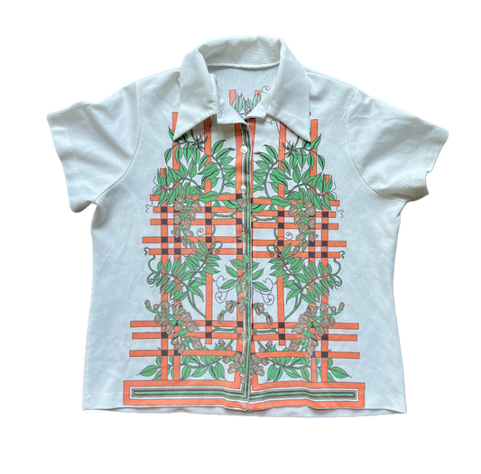 70s mod Poly Knit Top with Dagger Collar