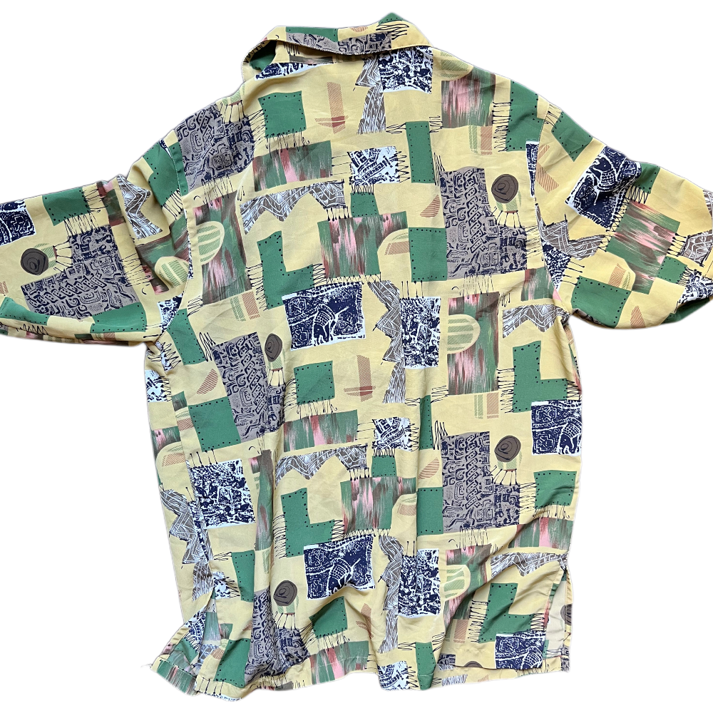 80s/90s New Fashion Earth Tone AOP Button Up