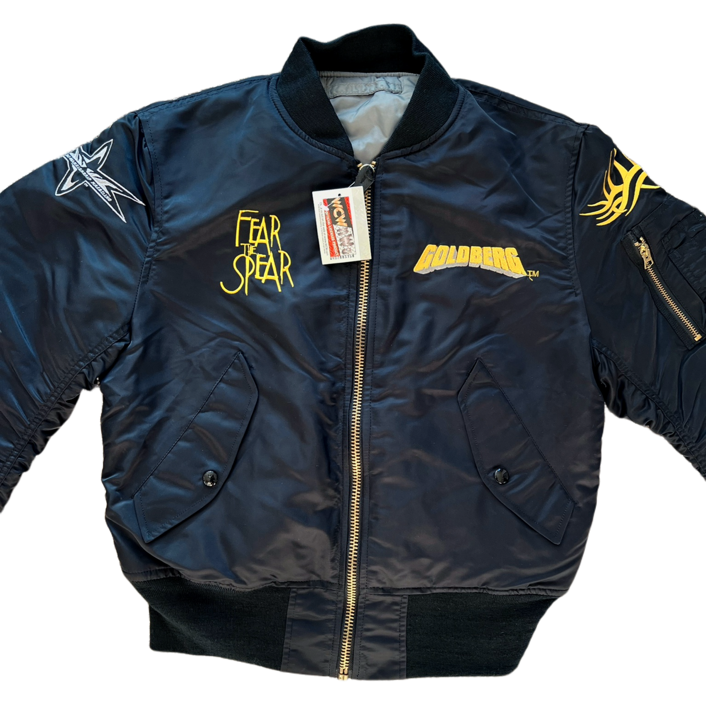 90s WCW/NWO Goldberg "Fear the Spear" Bomber Jacket NWT