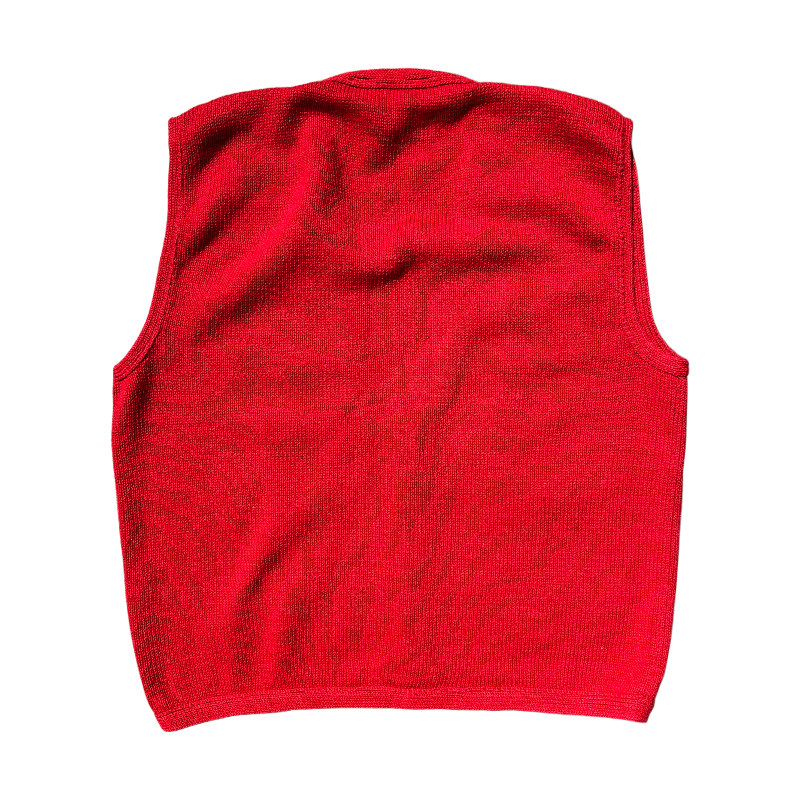 Options Melrose Red Floral Embroidered Knit Vest 90s