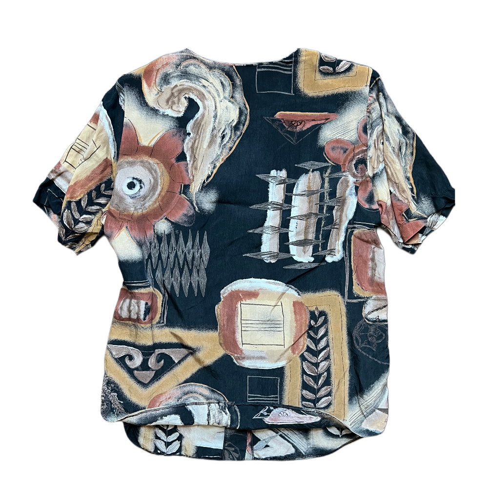 90s Earth Tone Abstract Button Up