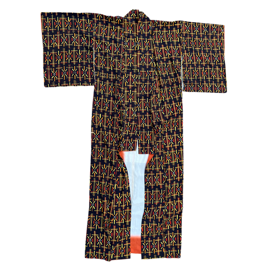 1950's Japanese Kimono "Warped Geometry"
