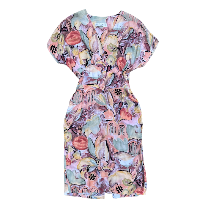 St. Michael Watercolor Floral Dress 1980s