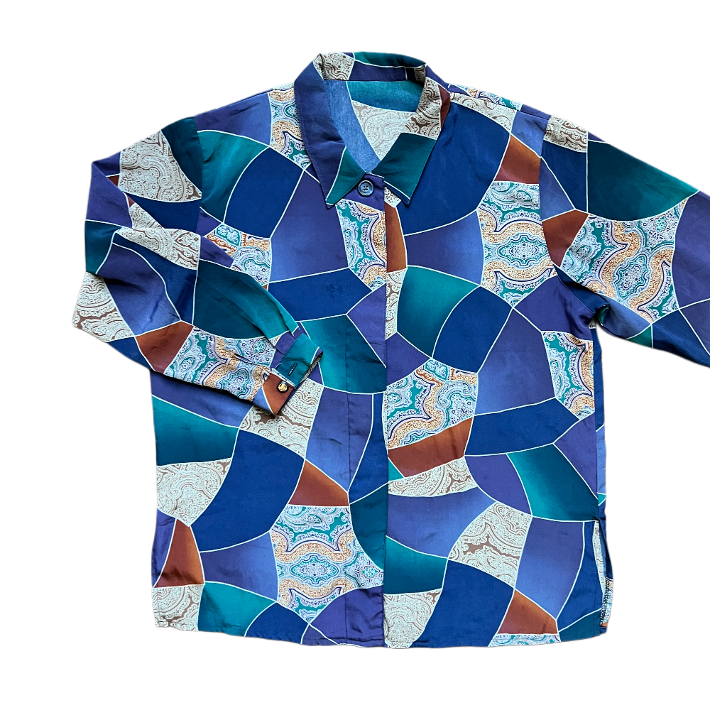 90s Jewel Tone paisley & geometric button up