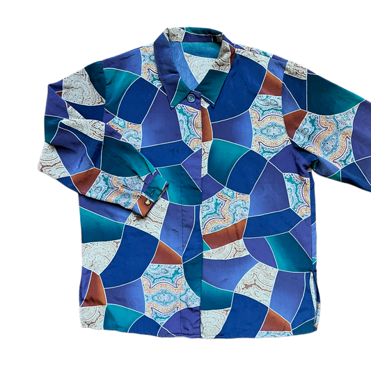 90s Jewel Tone paisley & geometric button up
