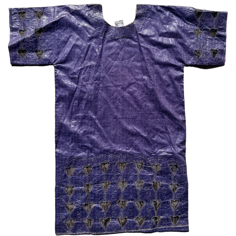 Embroidered Artisan Indigo Heart Kaftan 80s