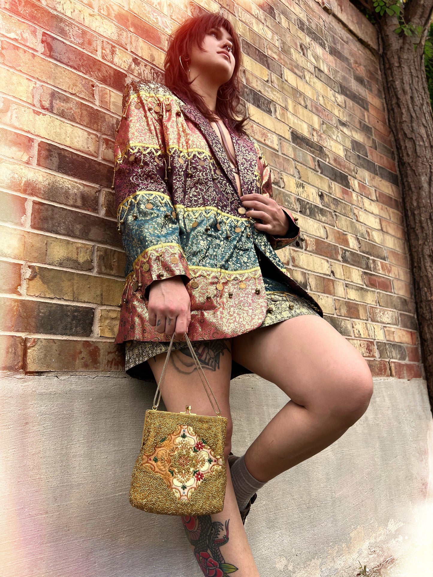 1990s Sandy Starkman Metallic Brocade Coin Set (2 Piece)