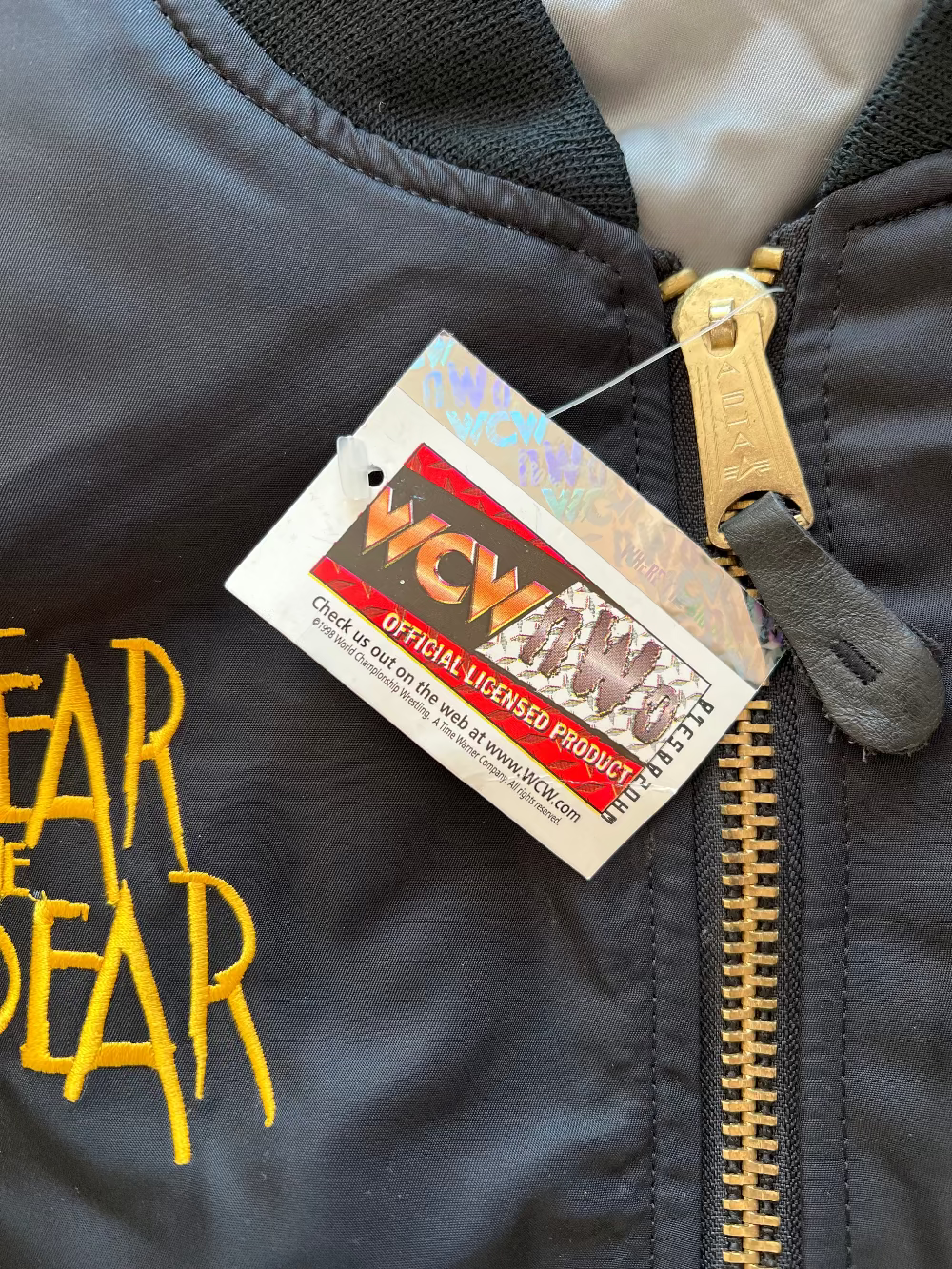 90s WCW/NWO Goldberg "Fear the Spear" Bomber Jacket NWT