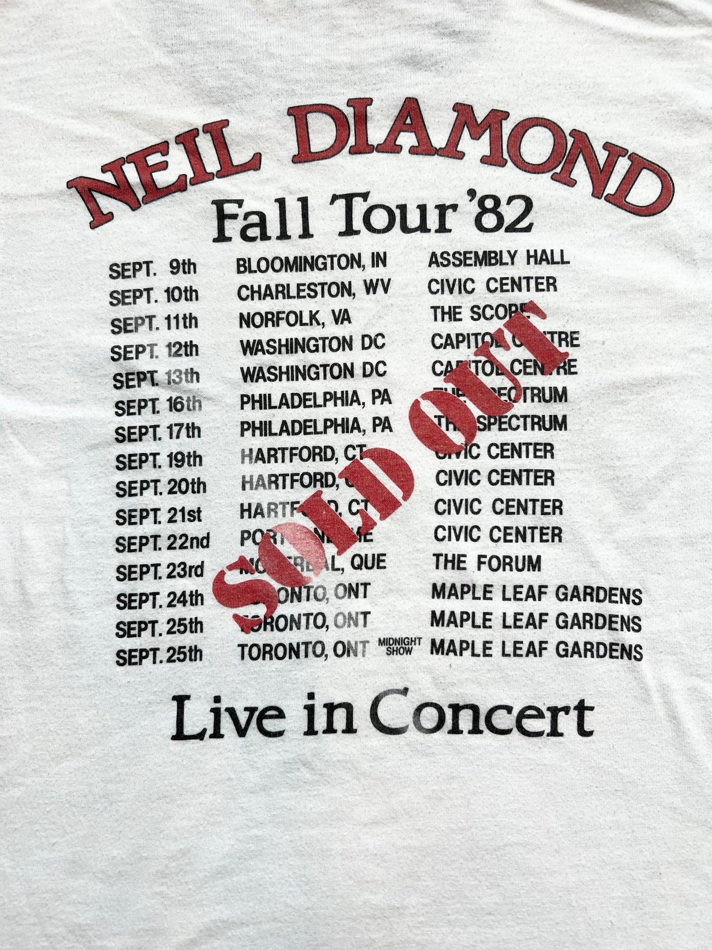 1982 Neil Diamond World Tour Ringer Tee