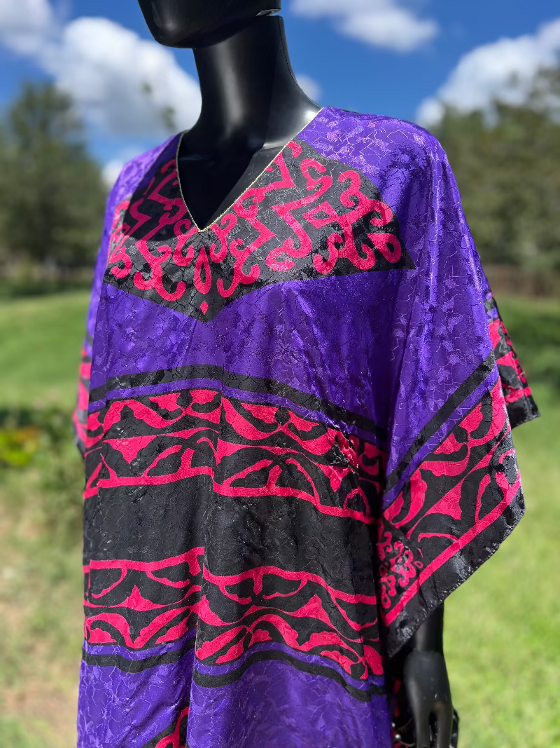 Violet & Red Geometric Winslar Kaftan 80s