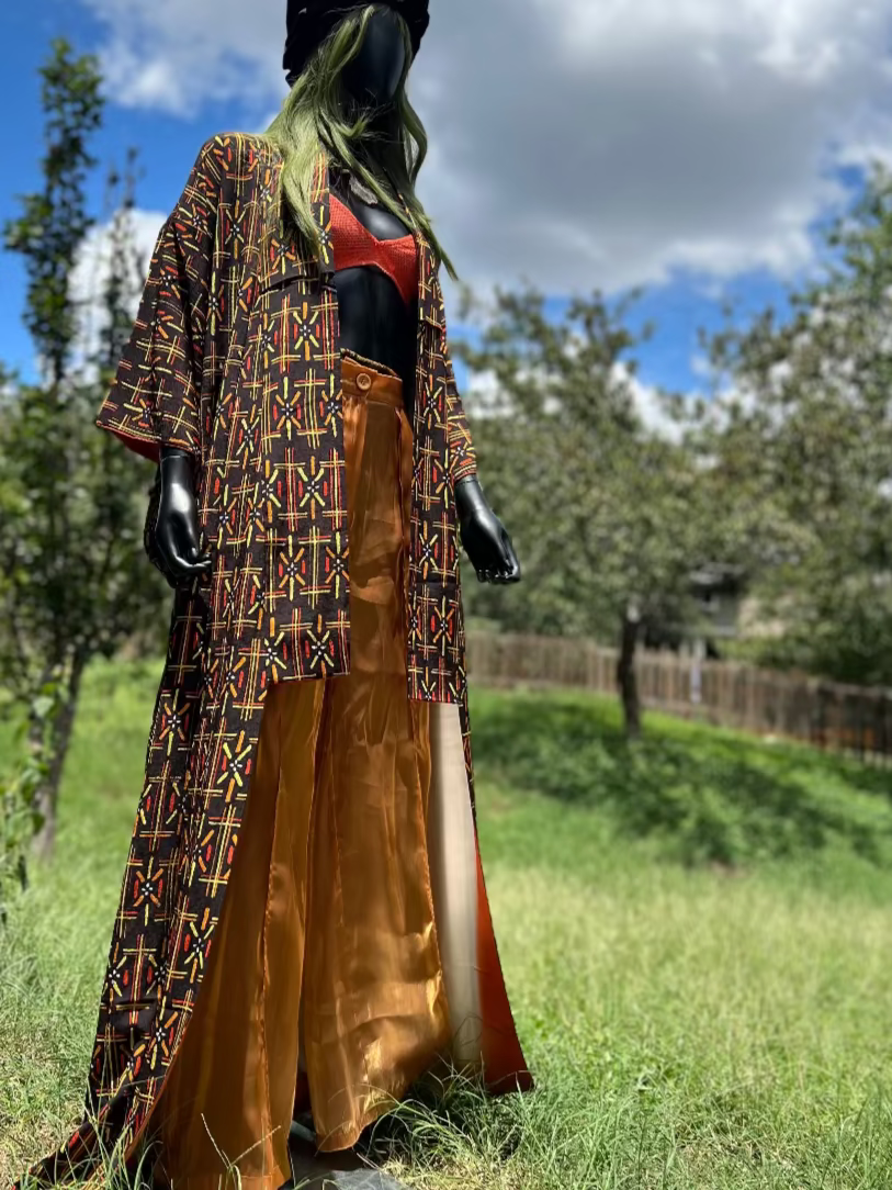 1950's Japanese Kimono "Warped Geometry"