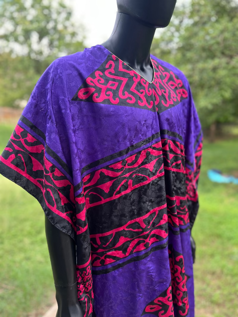 Violet & Red Geometric Winslar Kaftan 80s