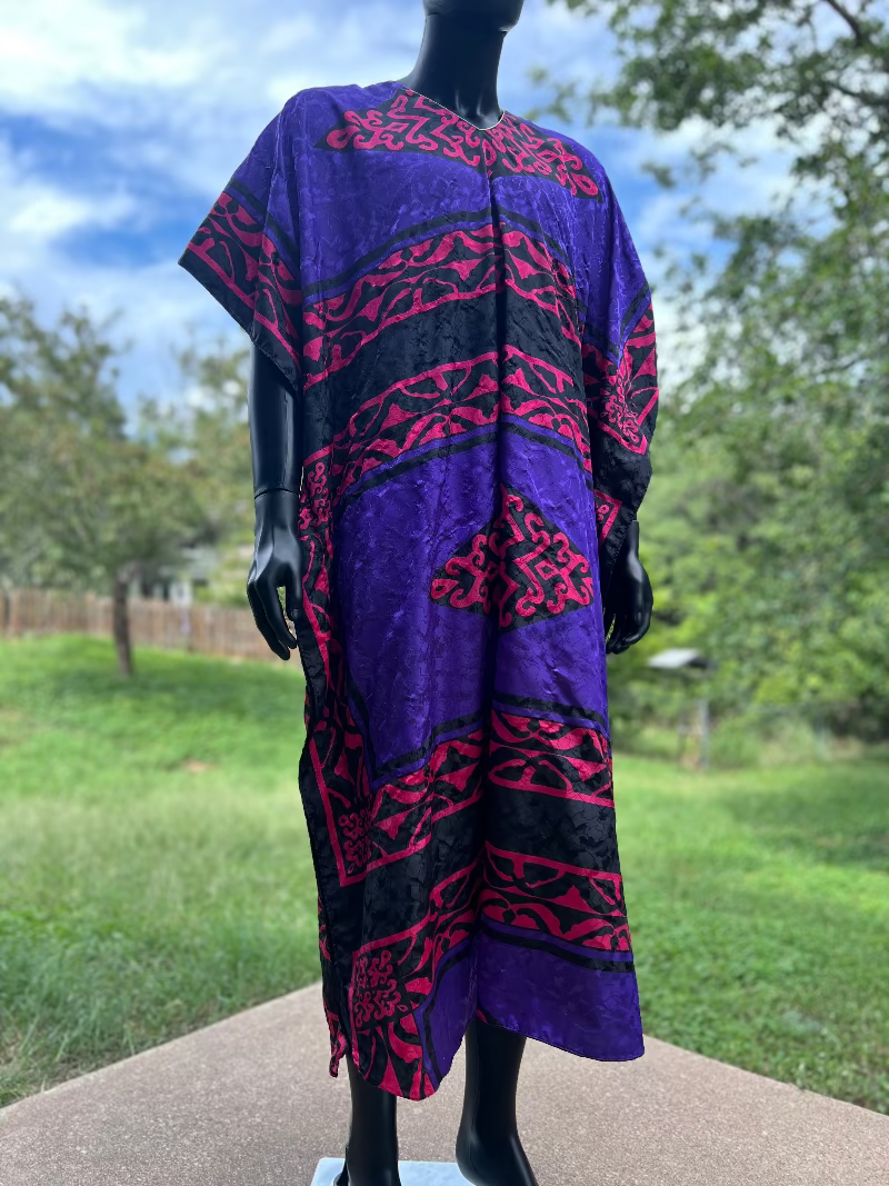 Violet & Red Geometric Winslar Kaftan 80s