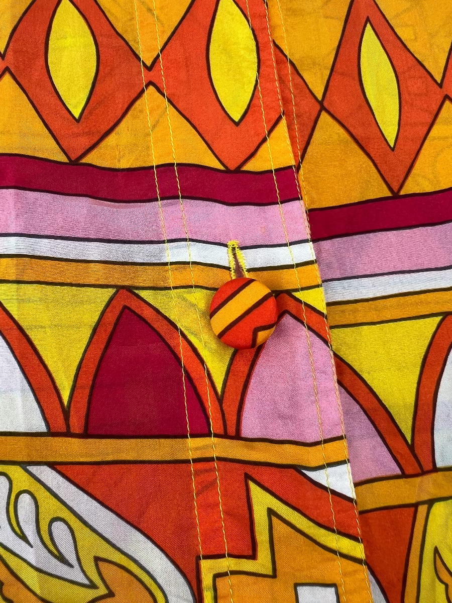 Restless 100% Silk Shirt Bold Geometric Print 90s