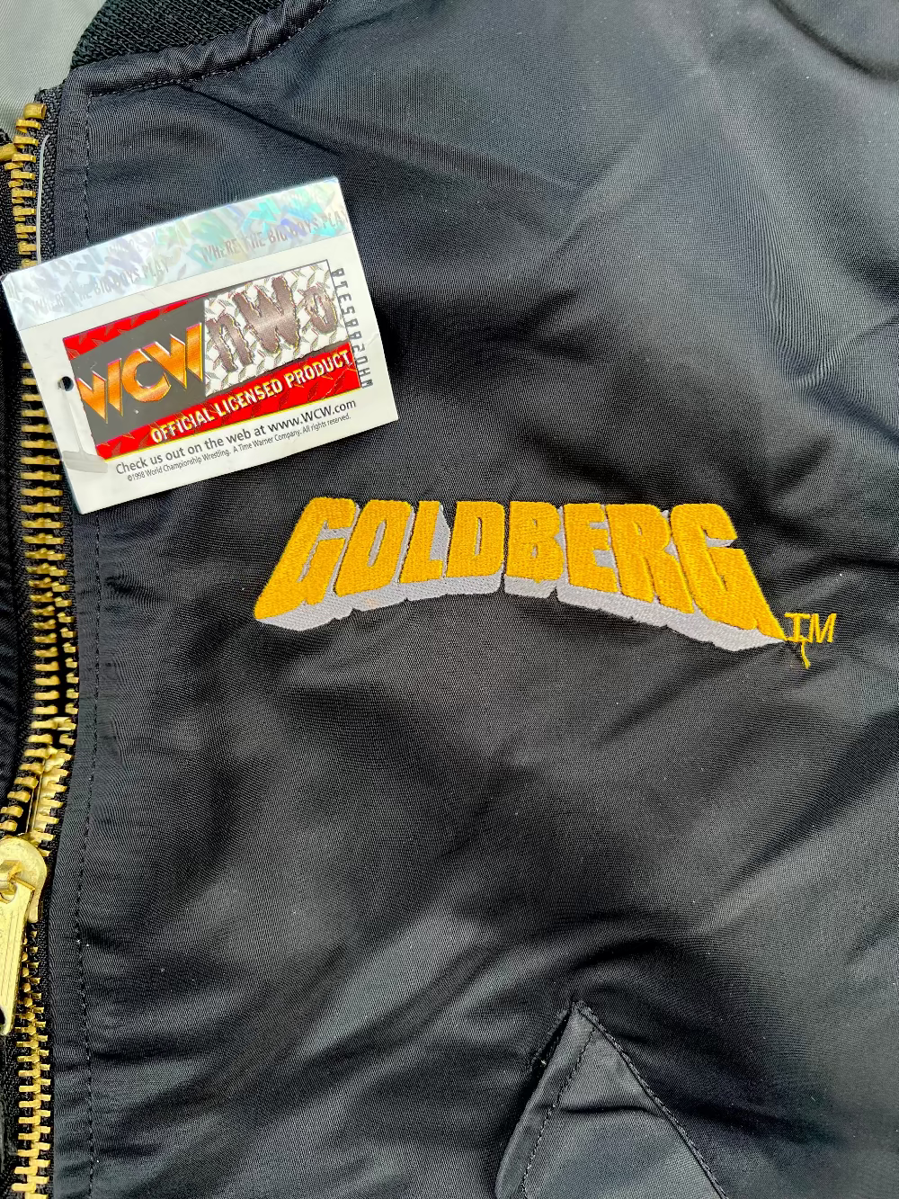 90s WCW/NWO Goldberg "Fear the Spear" Bomber Jacket NWT