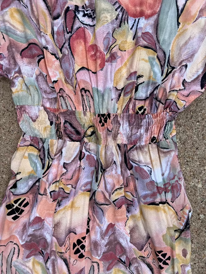 St. Michael Watercolor Floral Dress 1980s