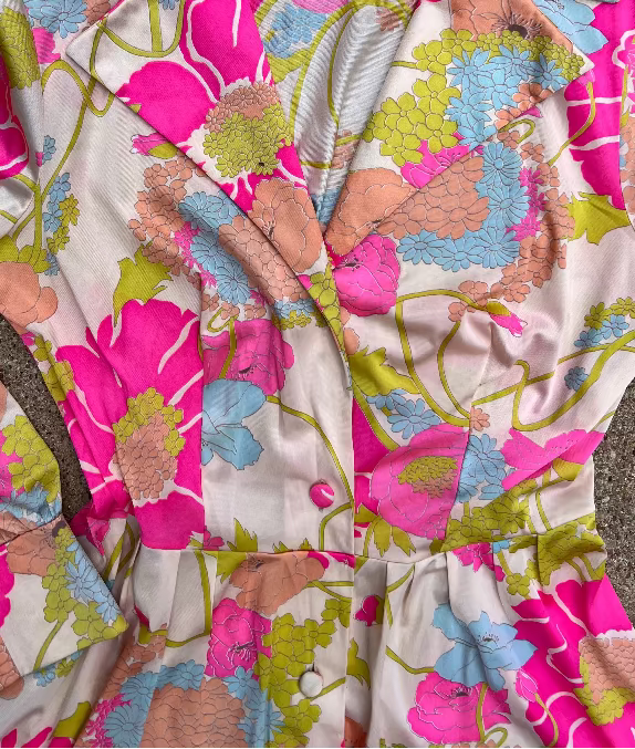 Vanity Fair Floral Satin Dress 1970s