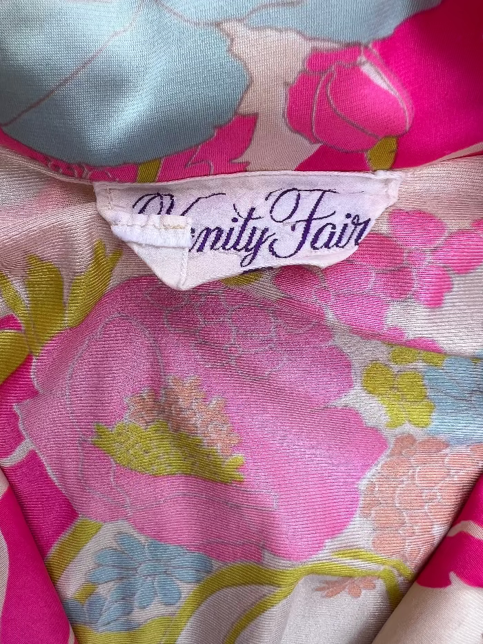 Vanity Fair Floral Satin Dress 1970s