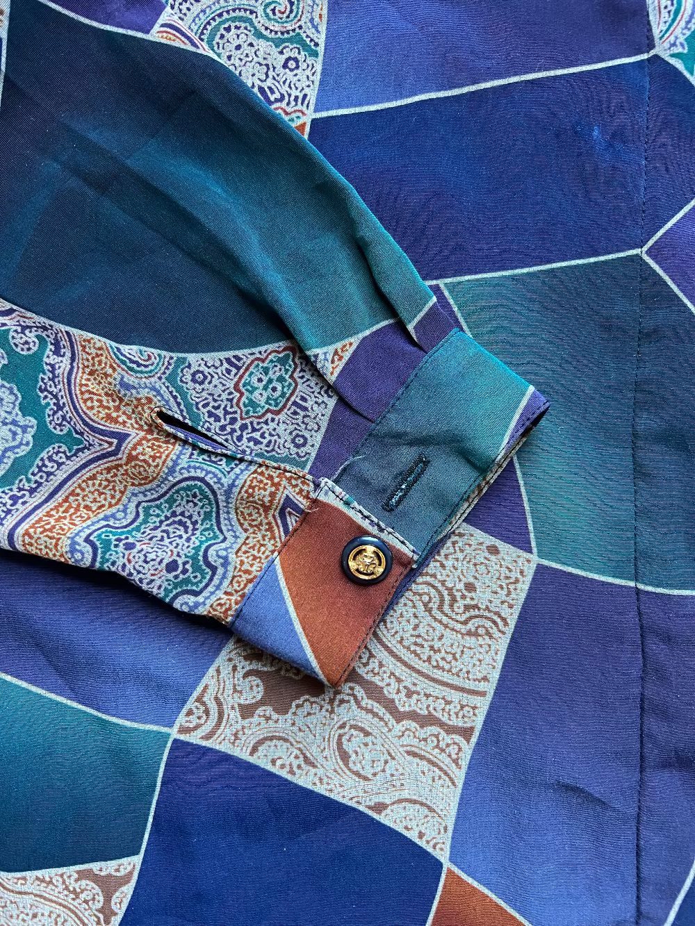 90s Jewel Tone paisley & geometric button up