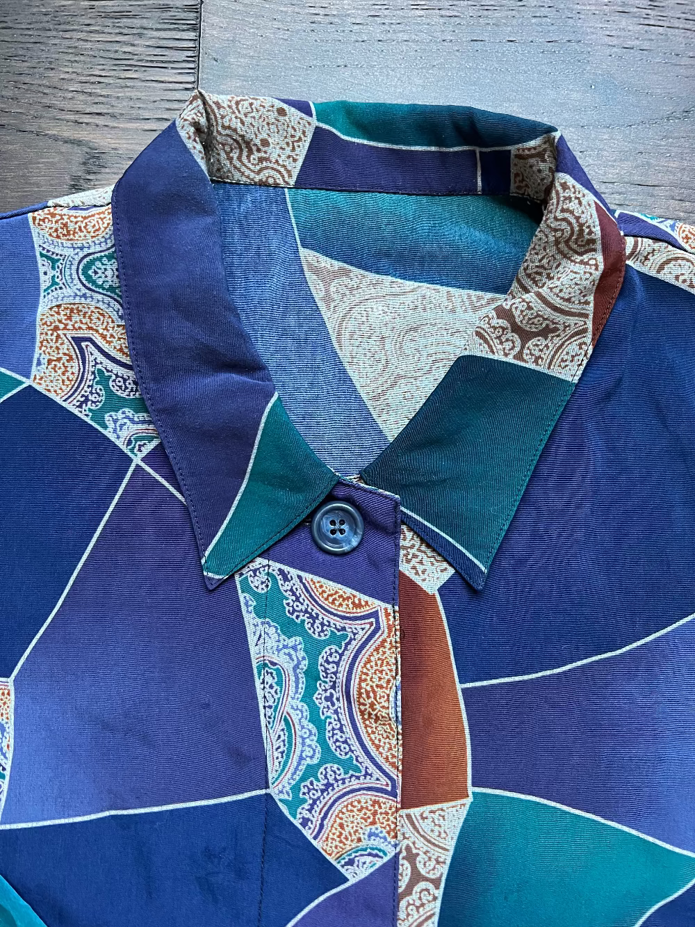 90s Jewel Tone paisley & geometric button up