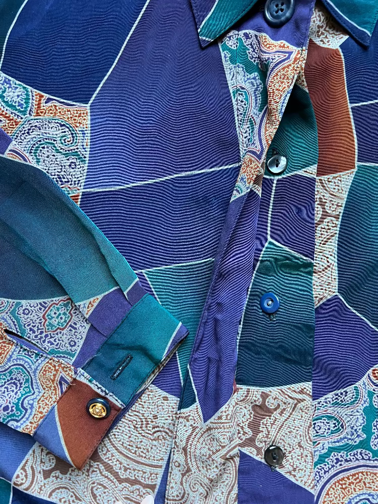 90s Jewel Tone paisley & geometric button up