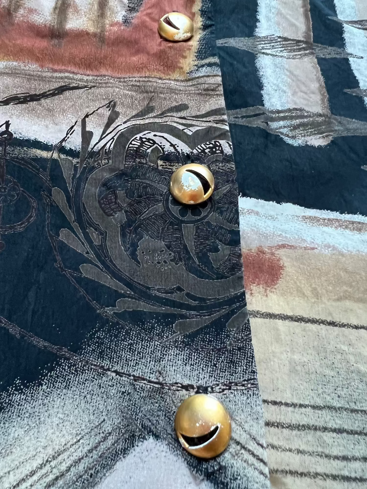 90s Earth Tone Abstract Button Up