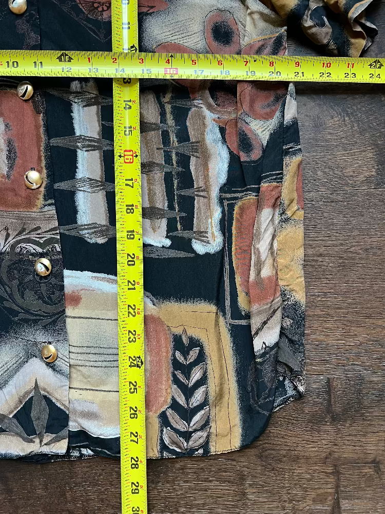 90s Earth Tone Abstract Button Up
