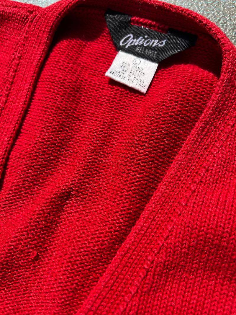 Options Melrose Red Floral Embroidered Knit Vest 90s