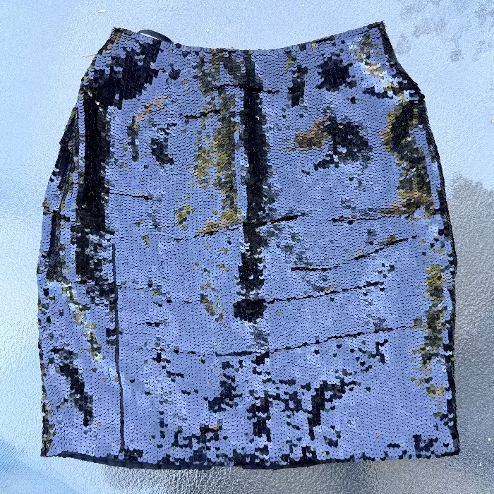 Black Tie Sequin Silk Skirt  Late 90s/Y2K