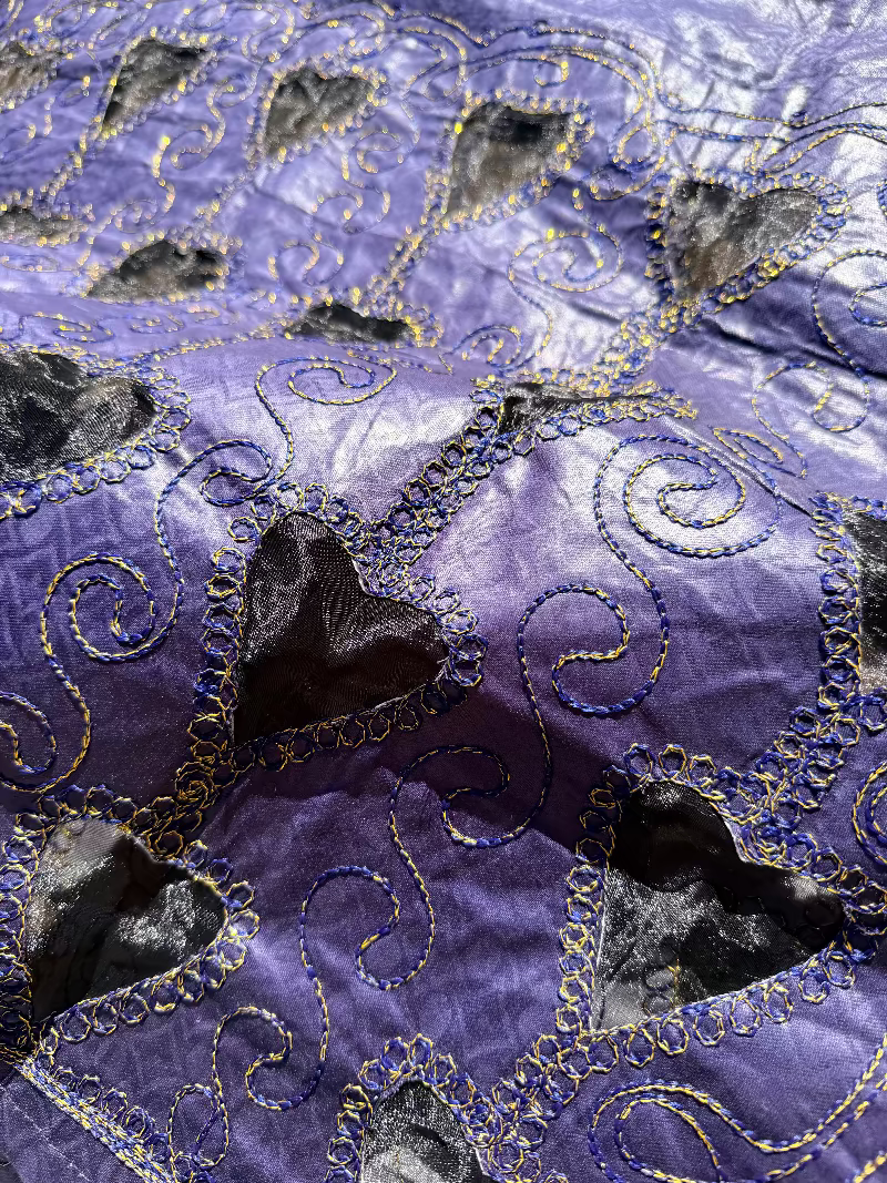 Embroidered Artisan Indigo Heart Kaftan 80s