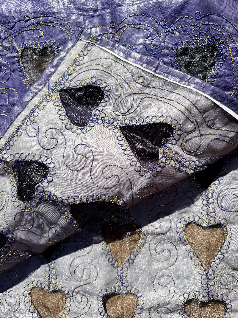 Embroidered Artisan Indigo Heart Kaftan 80s