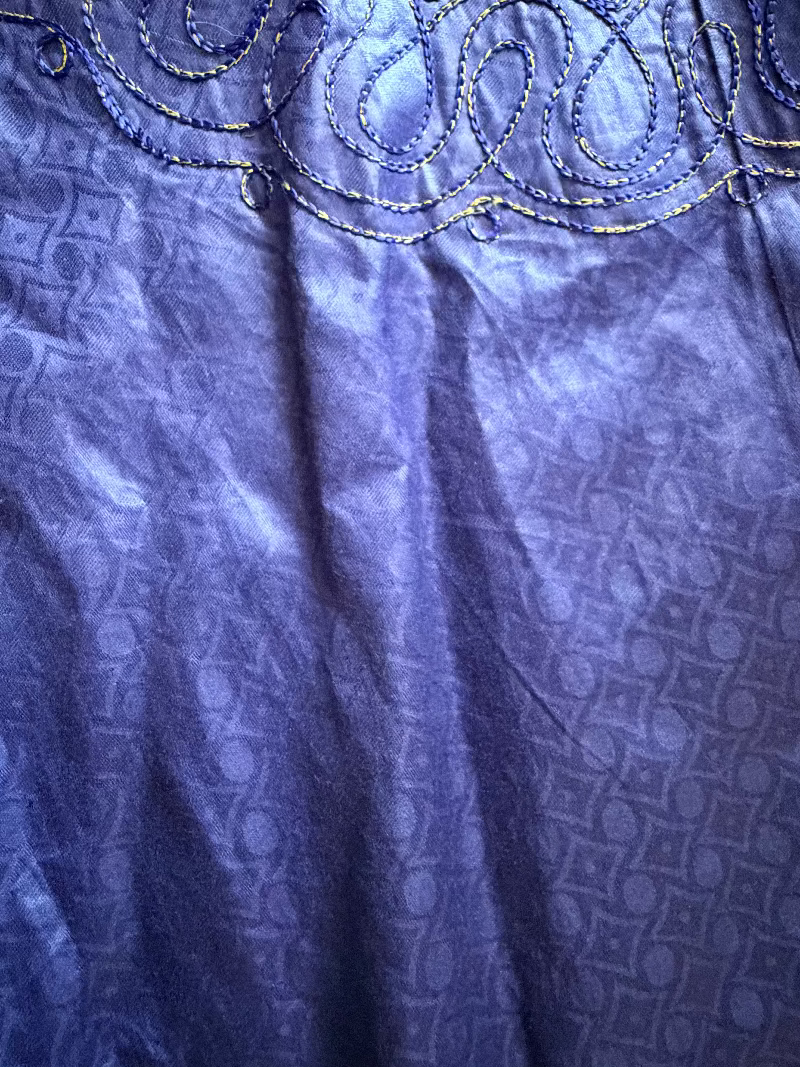 Embroidered Artisan Indigo Heart Kaftan 80s